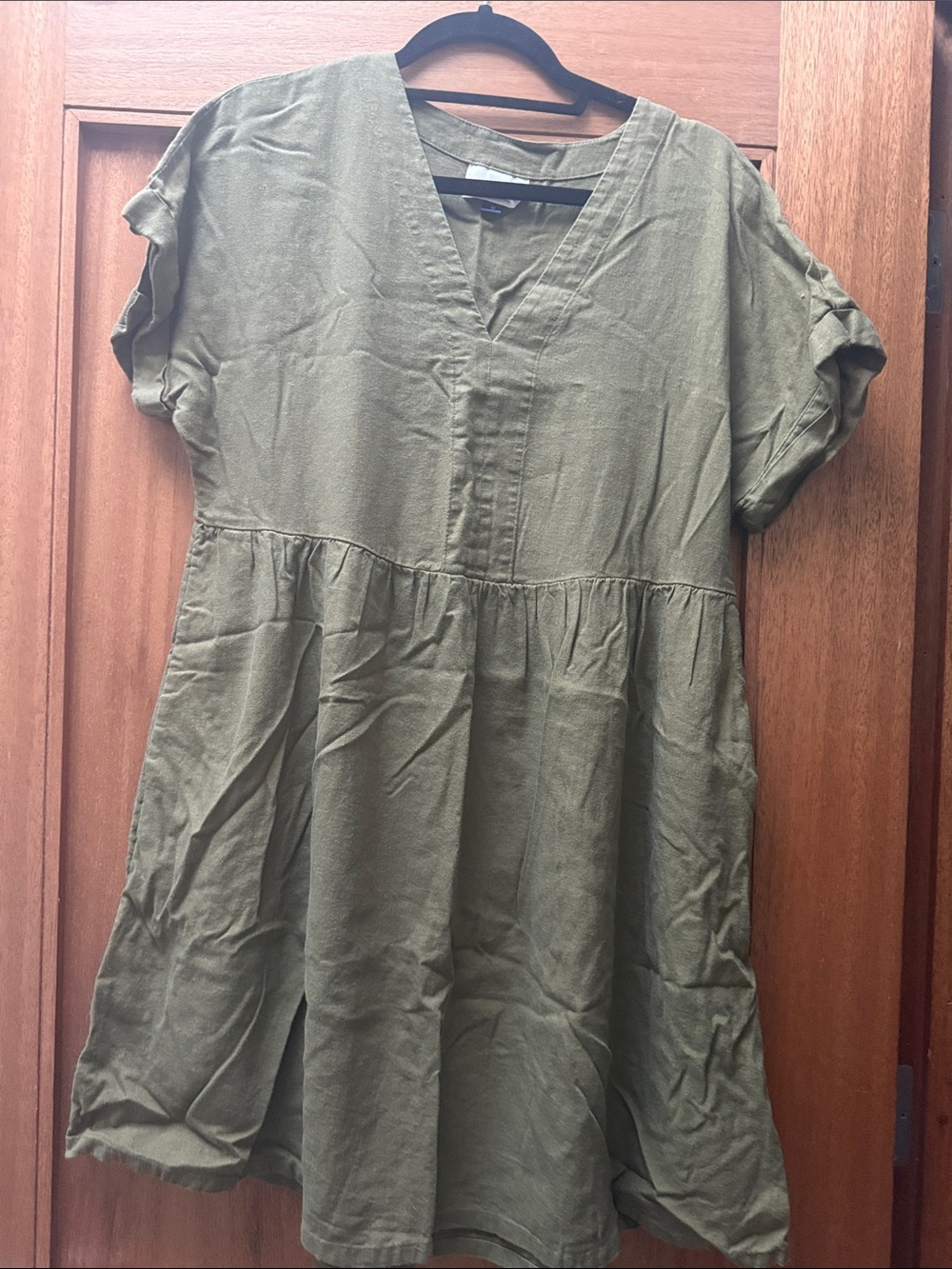 Universal Thread Olive V-Neck Short-Sleeve Mini Dress